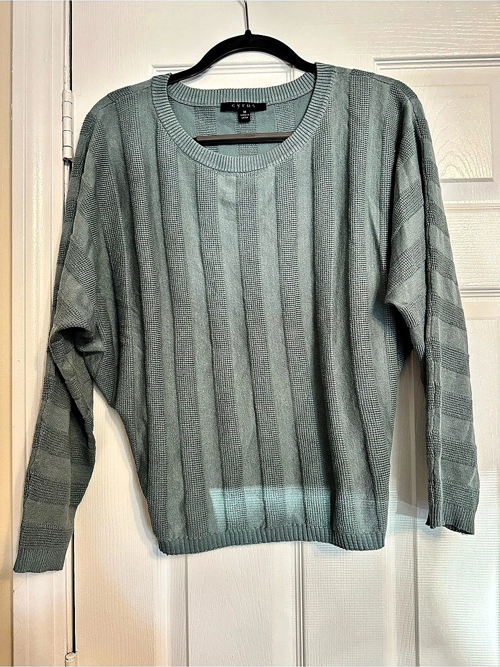 Cyrus Striped Crewneck Sweater in Green Size Medium